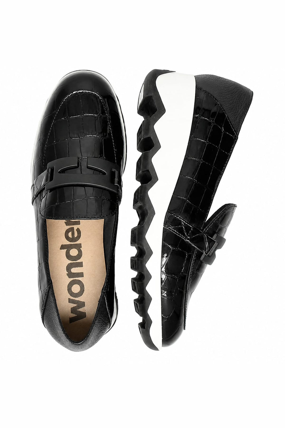 Mocassins en cuir verni à semelle plateforme pour femme Wonder