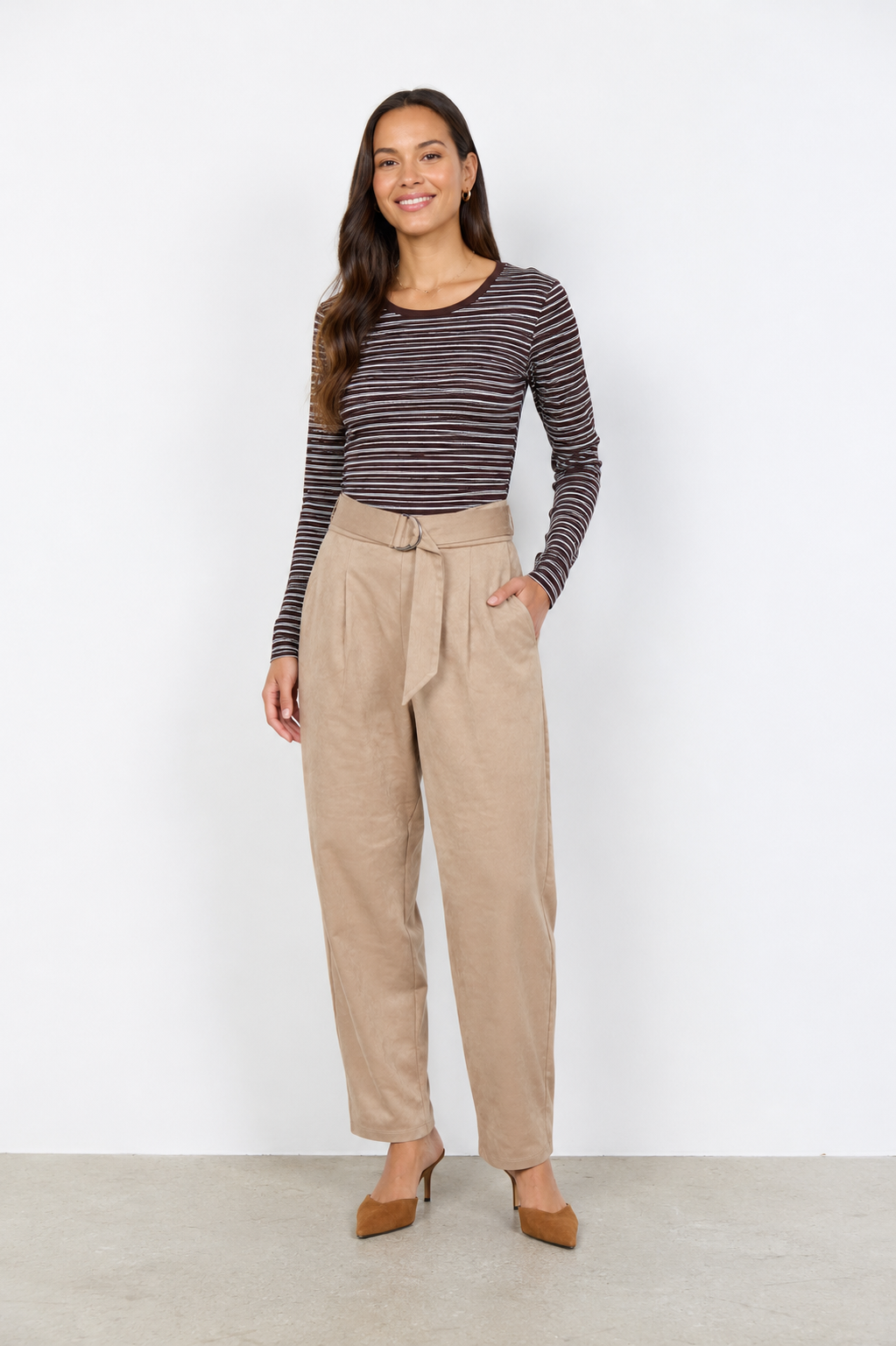 Pantalon Hudda effet suède à ceinture