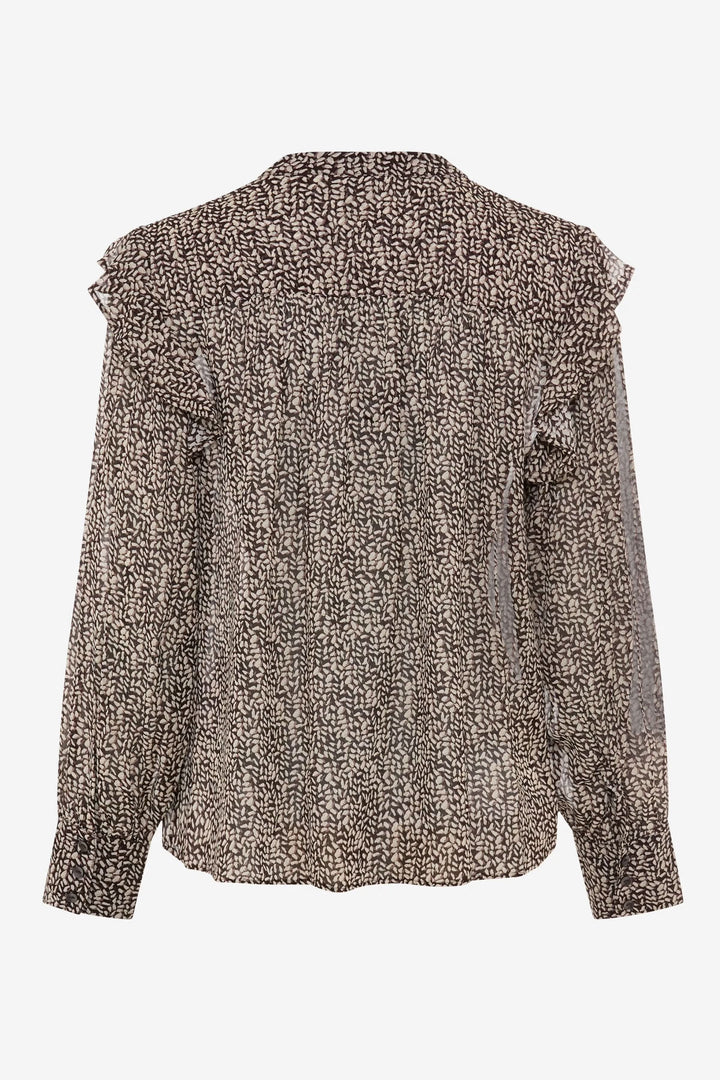 Blouse Violet imprimée à volants