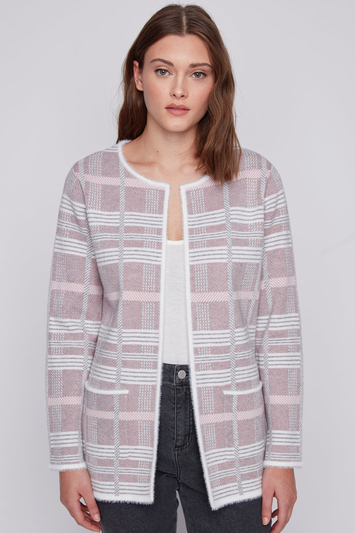 Cardigan motif carreaux