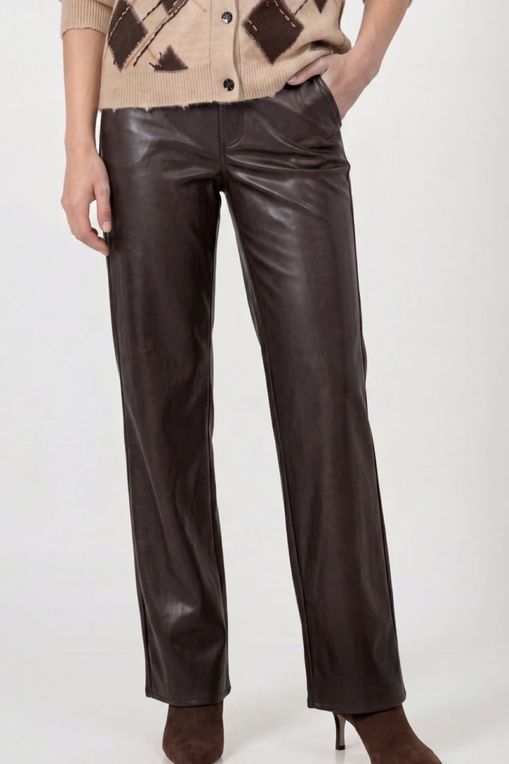 Pantalon à jambe large en similicuir pour femme Monari