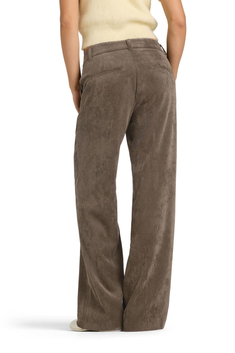 Front view of women's wide-leg corduroy pants by Cambio