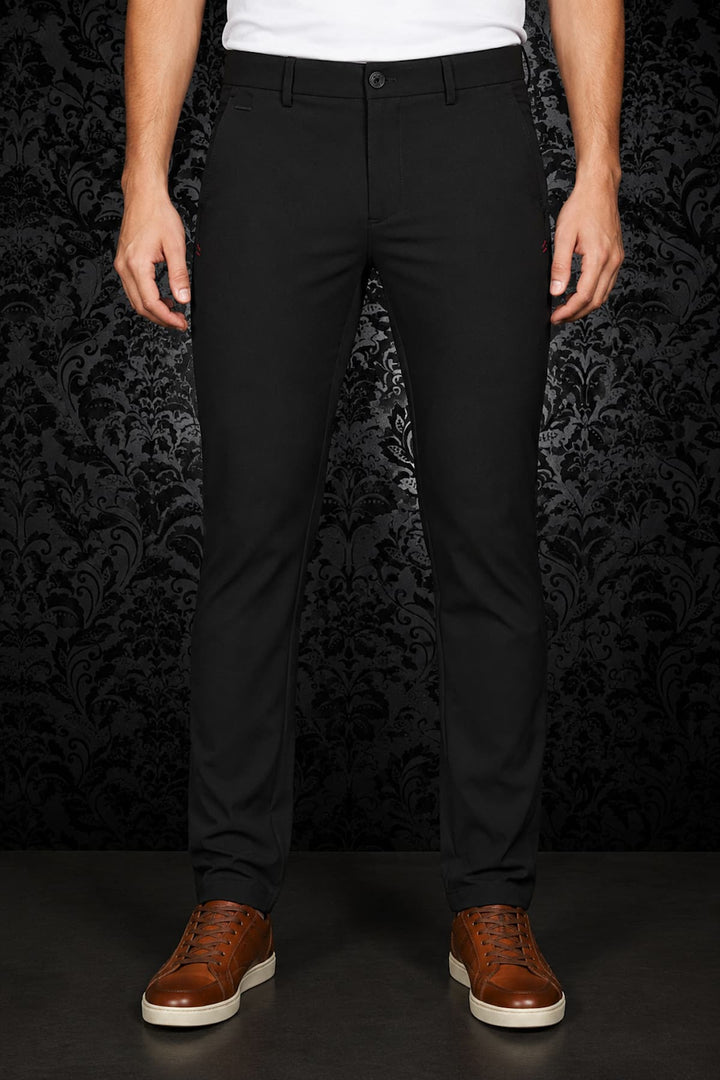 Vue de côté pantalon chino extensible gris Carrera pour homme - Valérie Simon