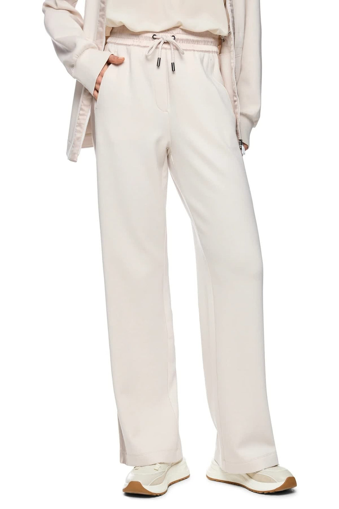 Vue de côté pantalon détente à bandes satinées noir Marc Cain pour femme - Valérie Simon