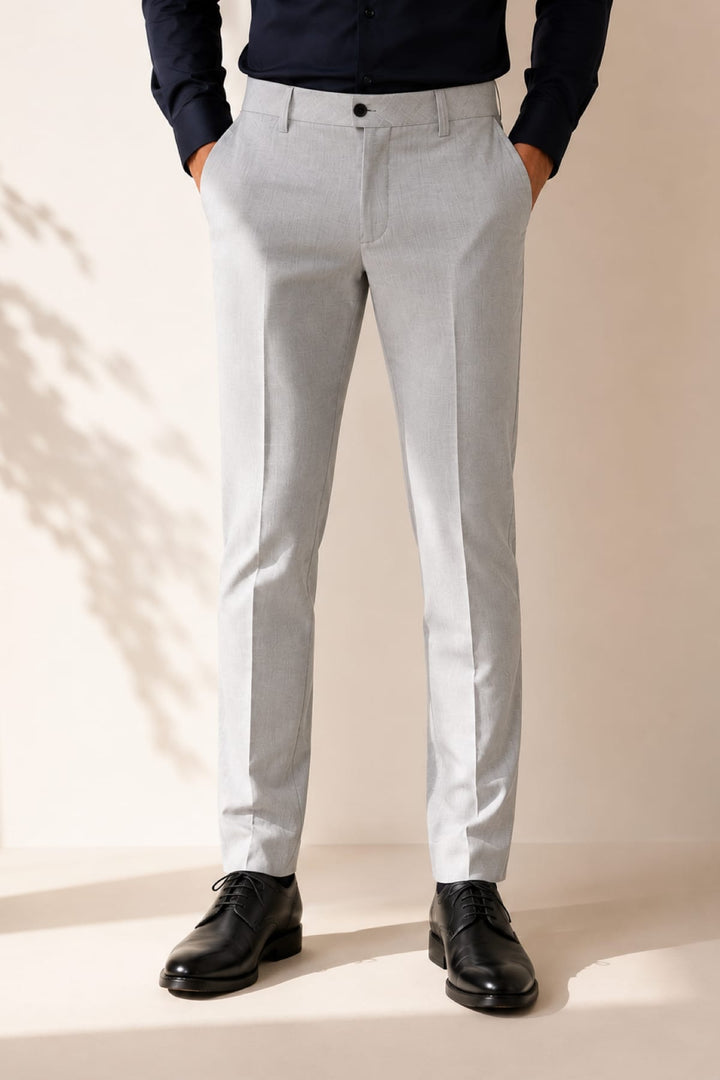 Vue de dos pantalon habillé Citadin pour homme gris avec poches boutonnées - Valérie Simon