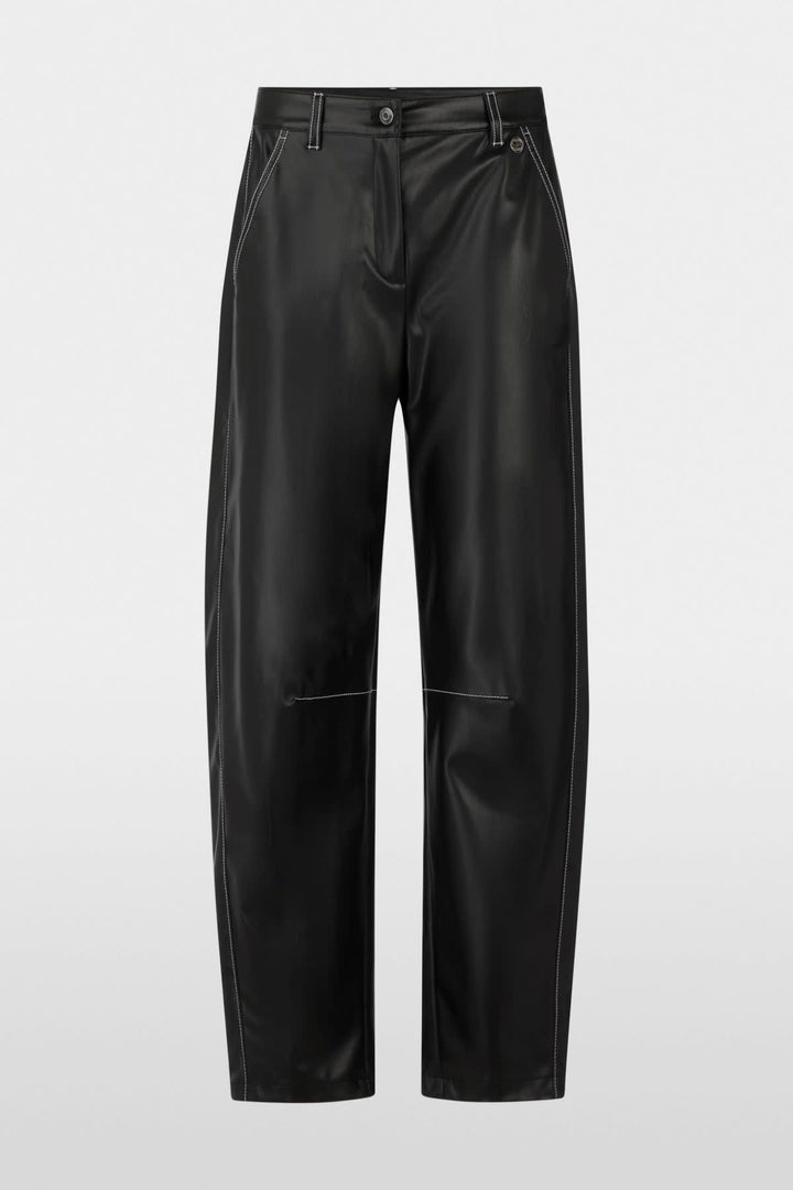 Black RUMA faux leather pants, front view, for women by Marc Cain