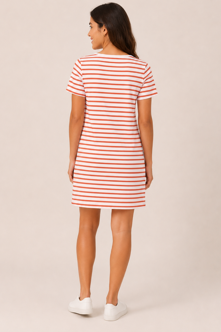 Striped V-neck T-shirt dress