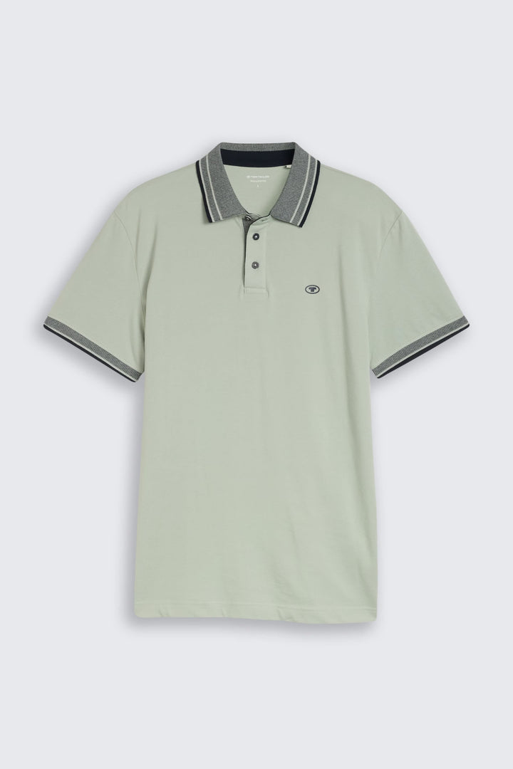 Vue de face polo Tom Tailor pour homme bleu à manches courtes - Valérie Simon