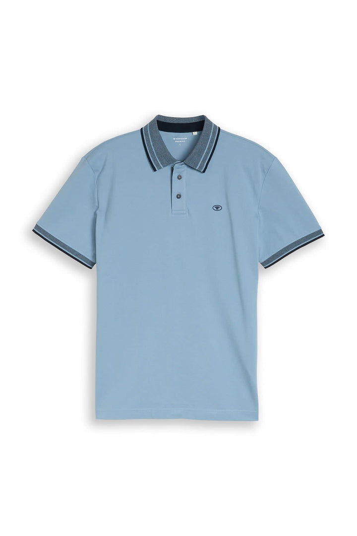 Vue de front polo bleu homme Tom Tailor manches courtes logo poitrine Valérie Simon