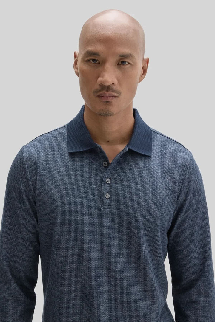 Polo à manches longues en maille texturée vue de face pour homme Robert barakett