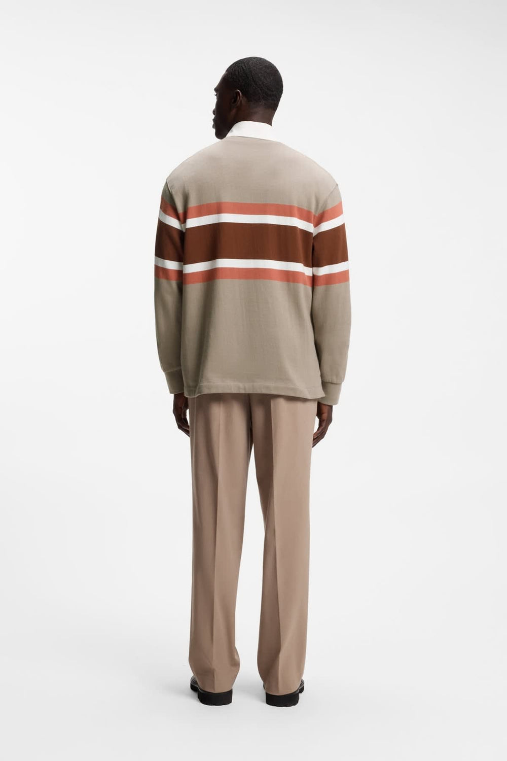 Polo à manches longues rayé vue de face pour homme Hugo Boss
