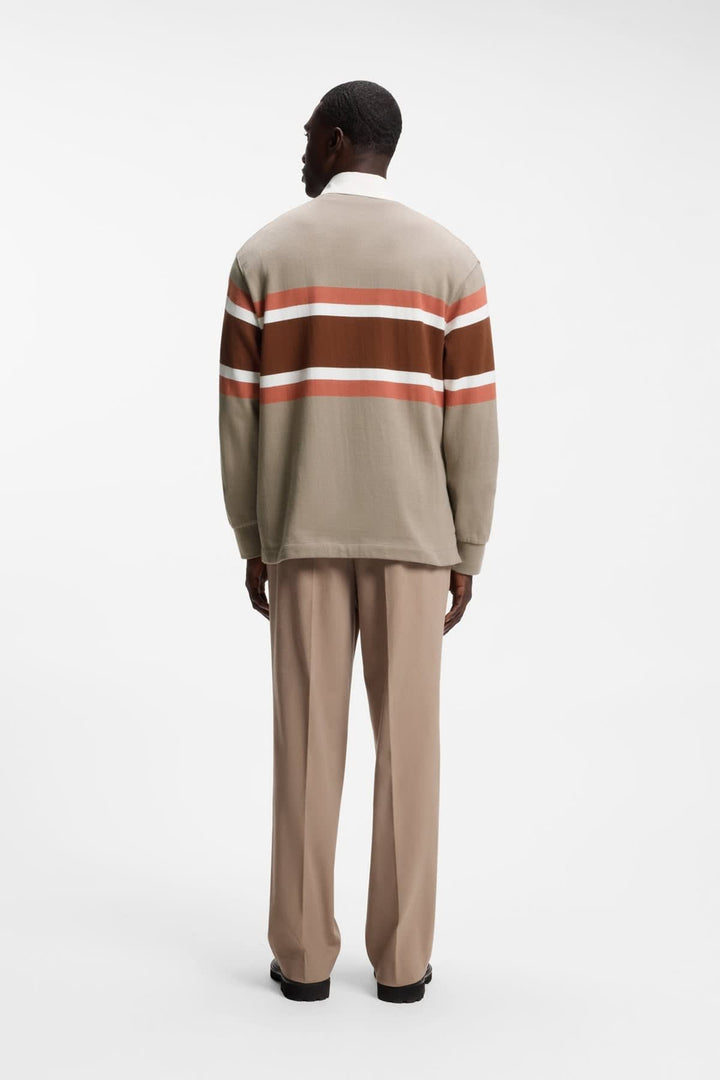Polo à manches longues rayé vue de face pour homme Hugo Boss