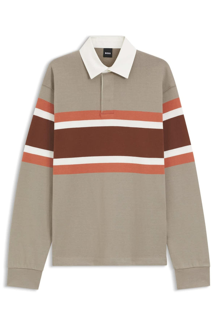 Polo à manches longues rayé vue de face pour homme Hugo Boss