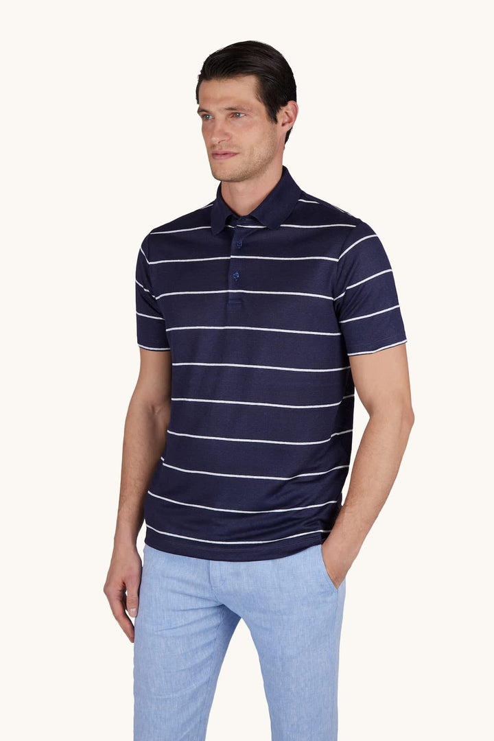 Front view of the Paul and Shark multicolored striped men&
