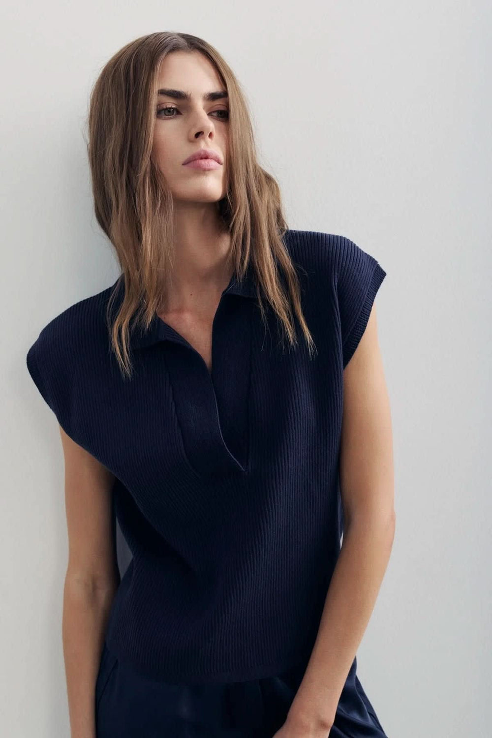 Women's sleeveless rib-knit Roxy polo by Mélissa Nepton