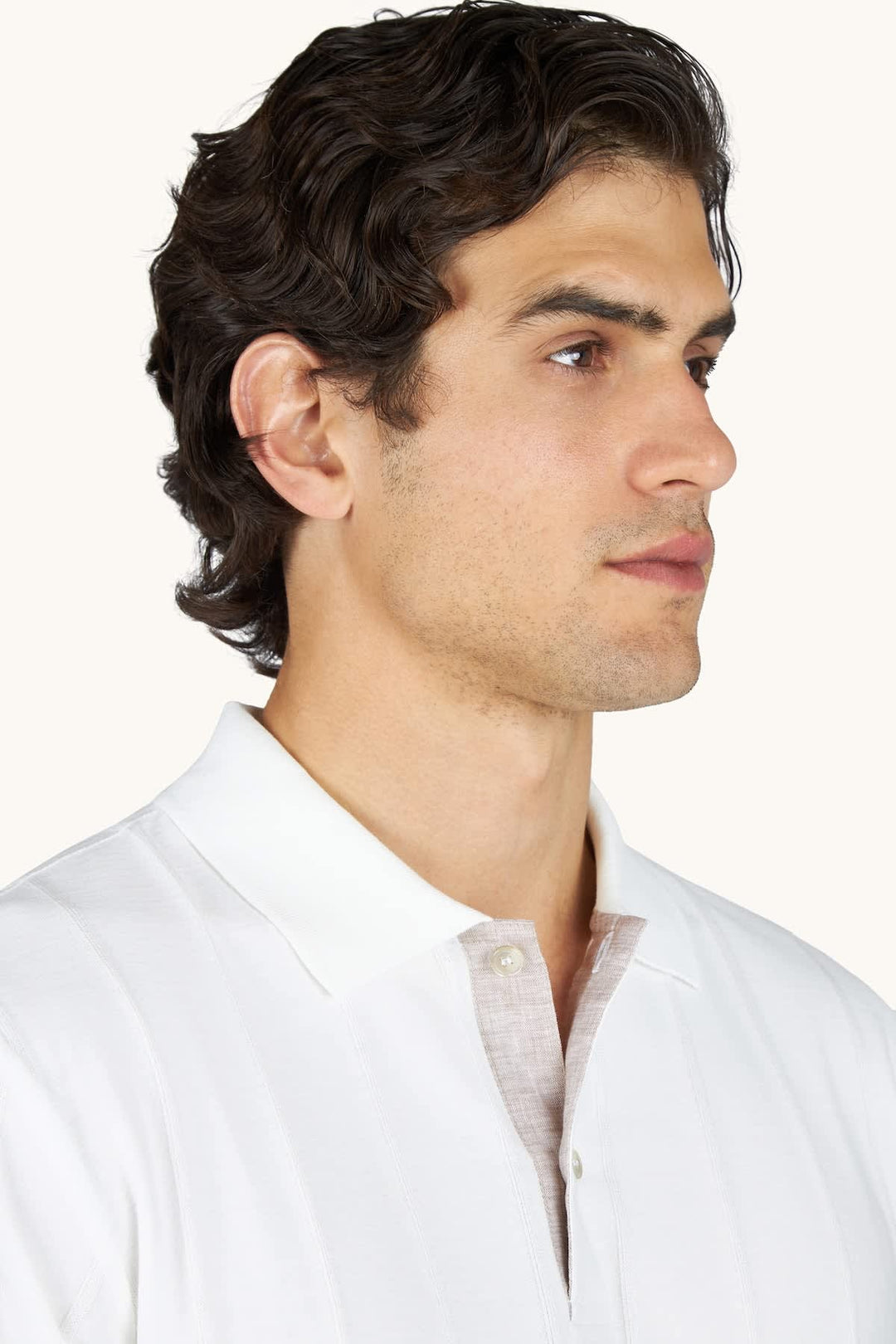 Vue de côté polo texturé à côtes pour homme bleu Paul and Shark - Valérie Simon