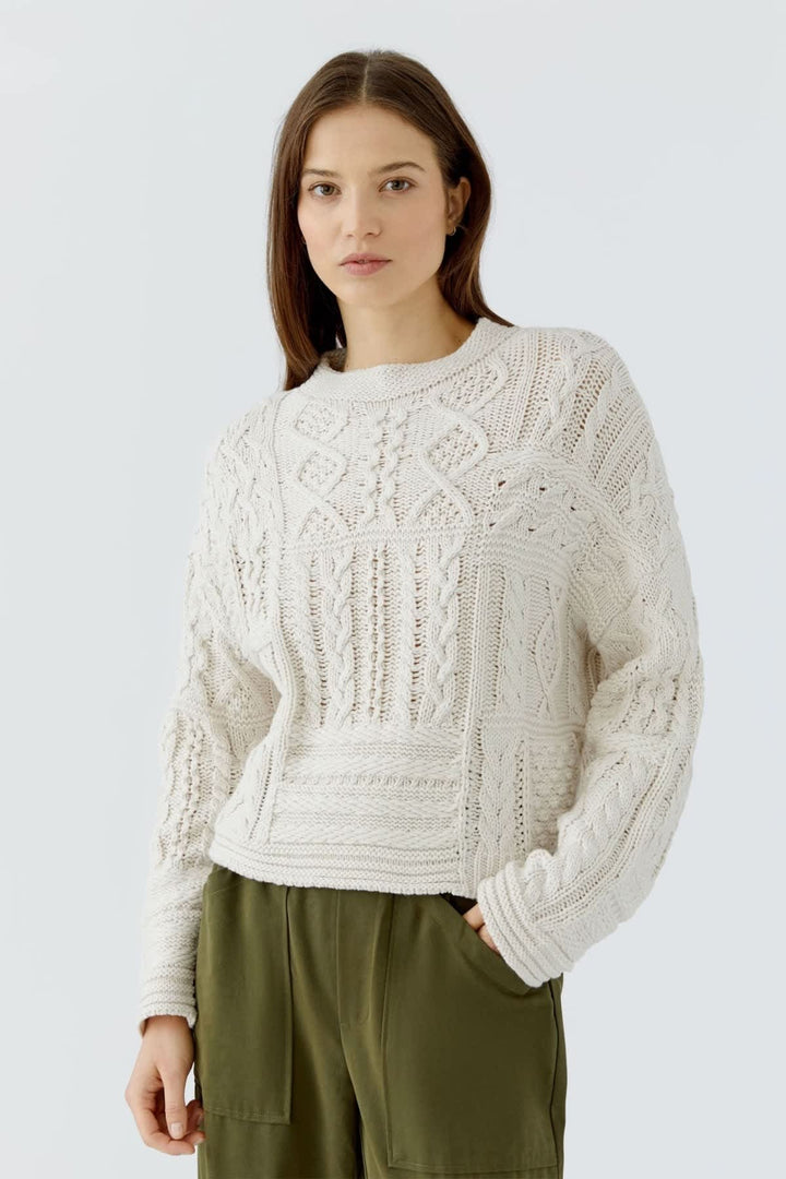 Pull en maille patchwork pour femme Oui