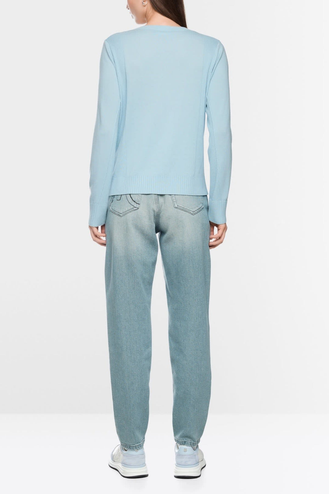 Vue de côté pull léger Marc Cain pour femme gris avec motif torsadé - Valérie Simon