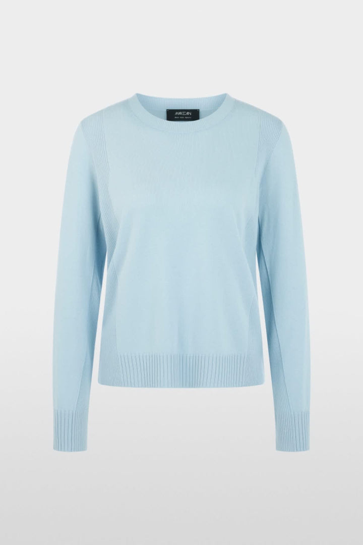 Vue de côté pull léger Marc Cain femme gris avec motif texturé sur manches - Valérie Simon