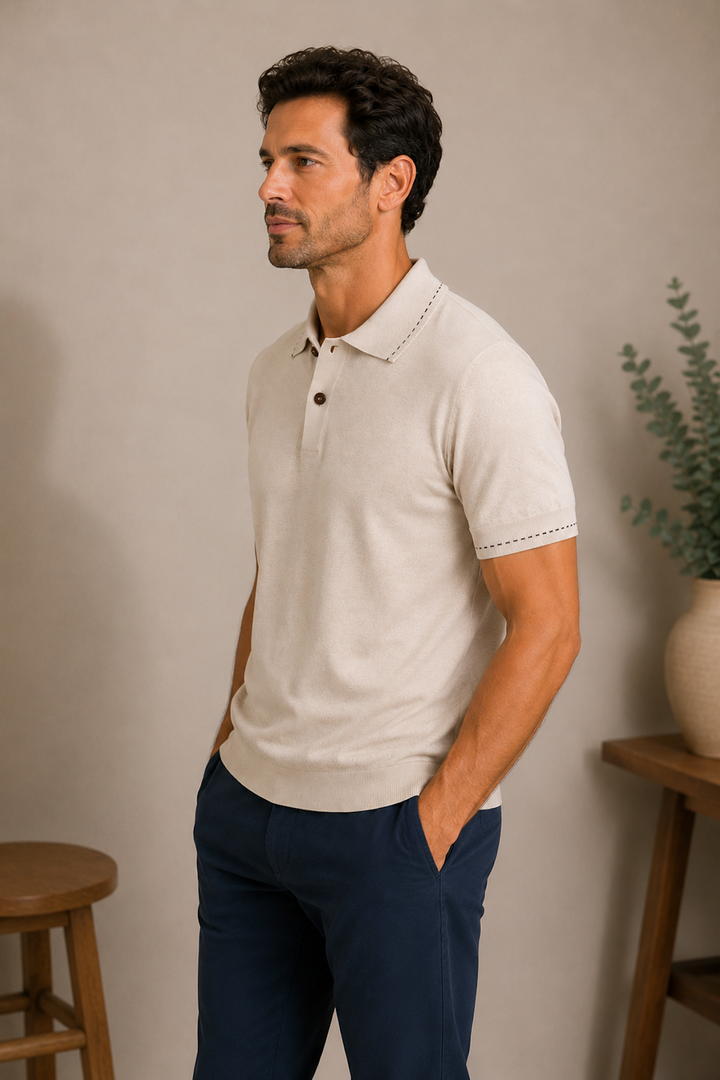 Polo en soie et coton