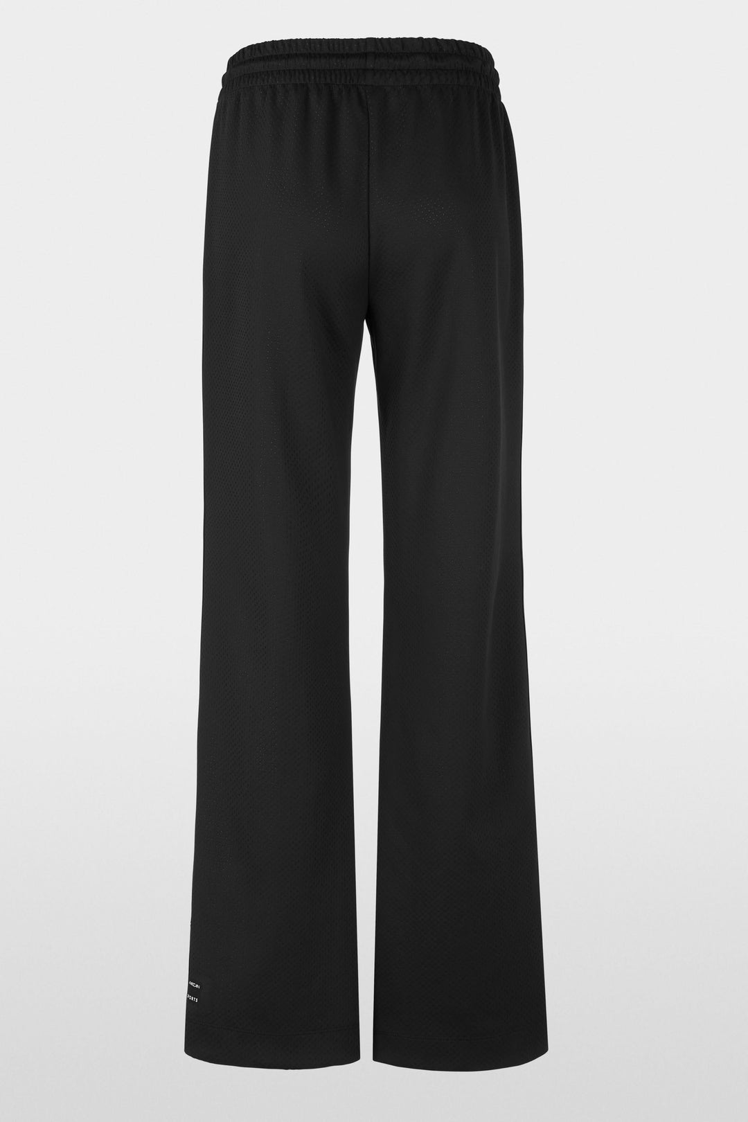 Pantalon Washington noir, coupe droite avec taille élastique et cordon, style sportswear moderne.