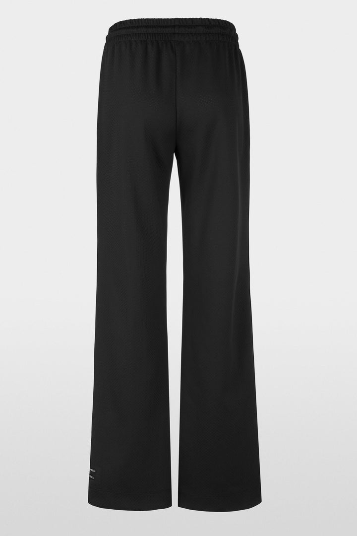 Pantalon Washington noir, coupe droite avec taille élastique et cordon, style sportswear moderne.