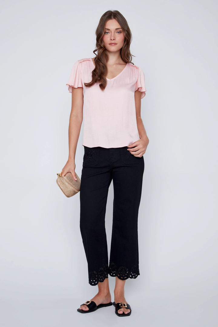 Blouse fluide à manches volantées