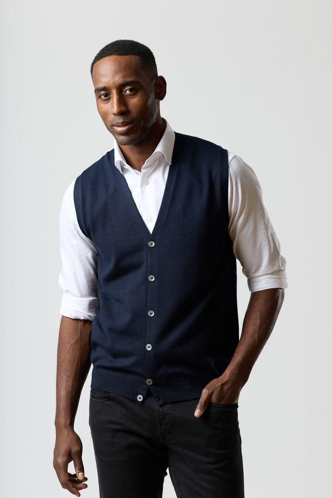 Gilet en laine mérinos à col en V