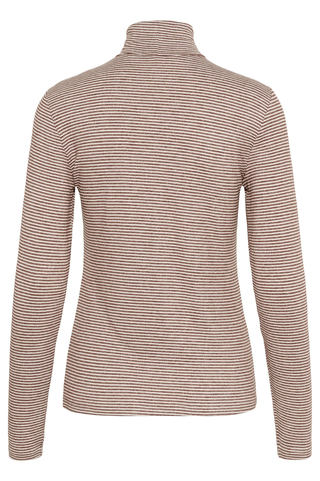 Chandail Amma à col roulé rayé ajusté avec motif à fines rayures, coupe ajustée et extensible, vue arrière, col roulé confortable.