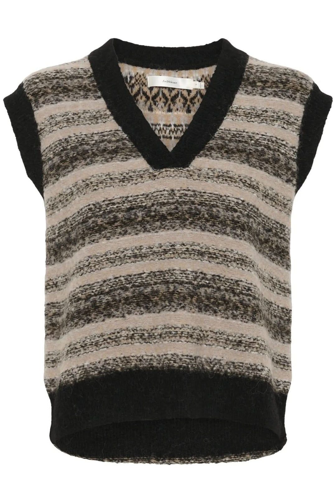 Débardeur sans manches Gilia en rayures douces, avec encolure en V et coupe ample pour un style décontracté.