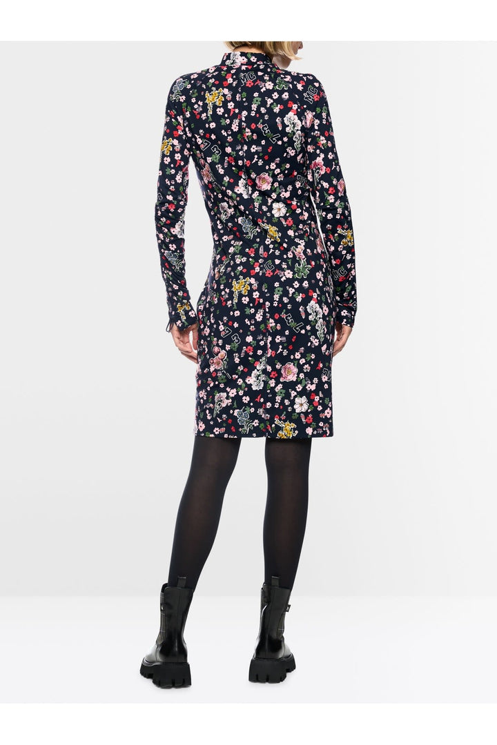 Robe courte à col roulé imprimé fleuri vue de face pour femme Marc Cain