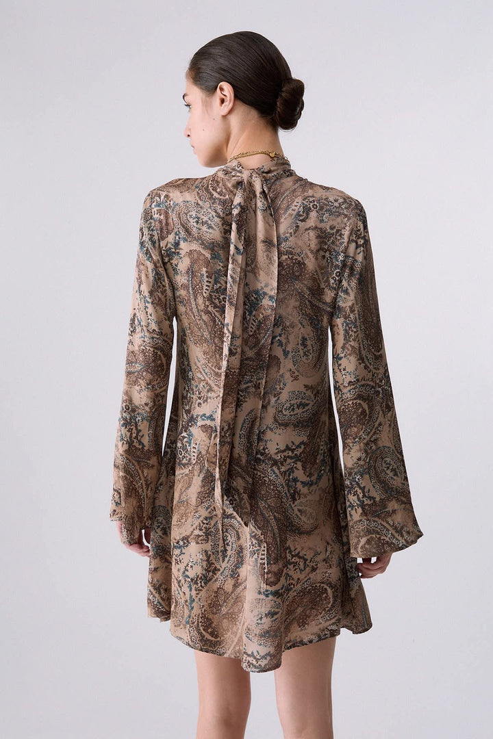 Robe courte imprimée à col montant pour femme liujo