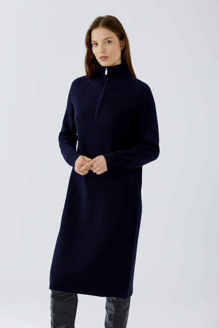 Robe midi en tricot à col zippé pour femme Oui
