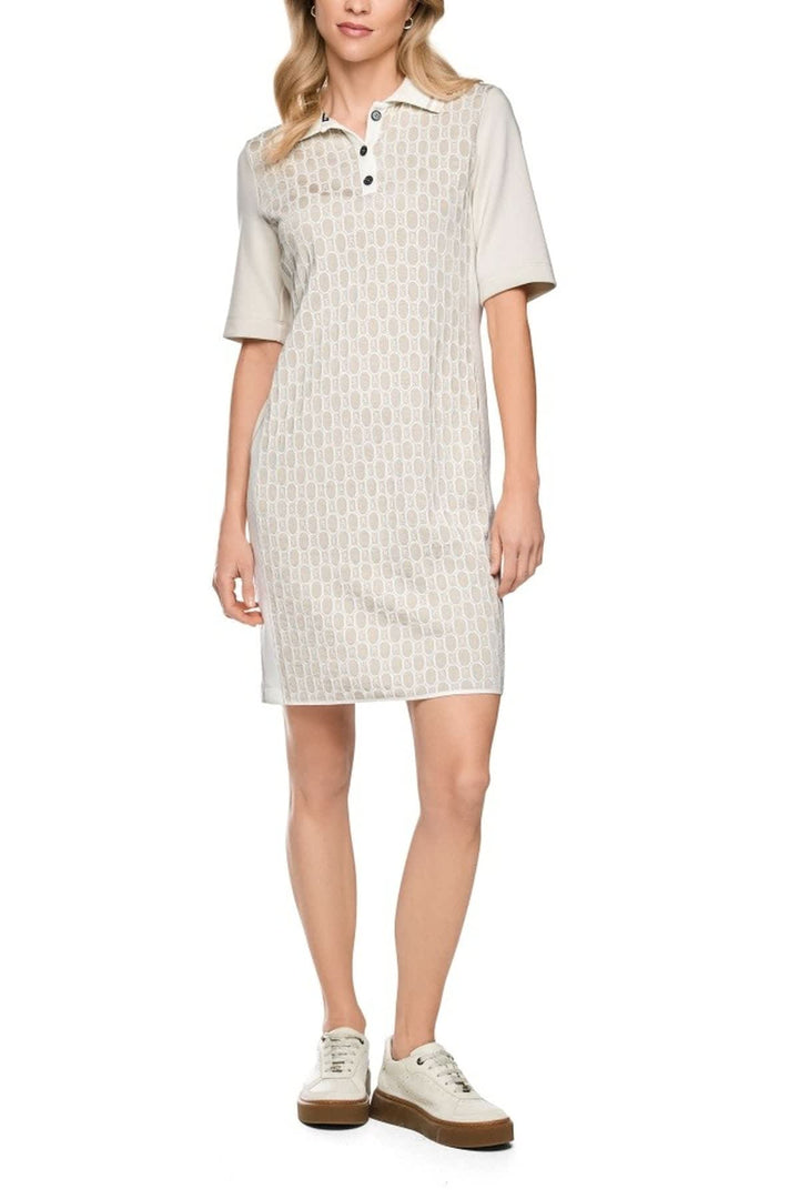 Vue de face robe polo Marc Cain texturée blanche pour femme avec manche courte - Valérie Simon
