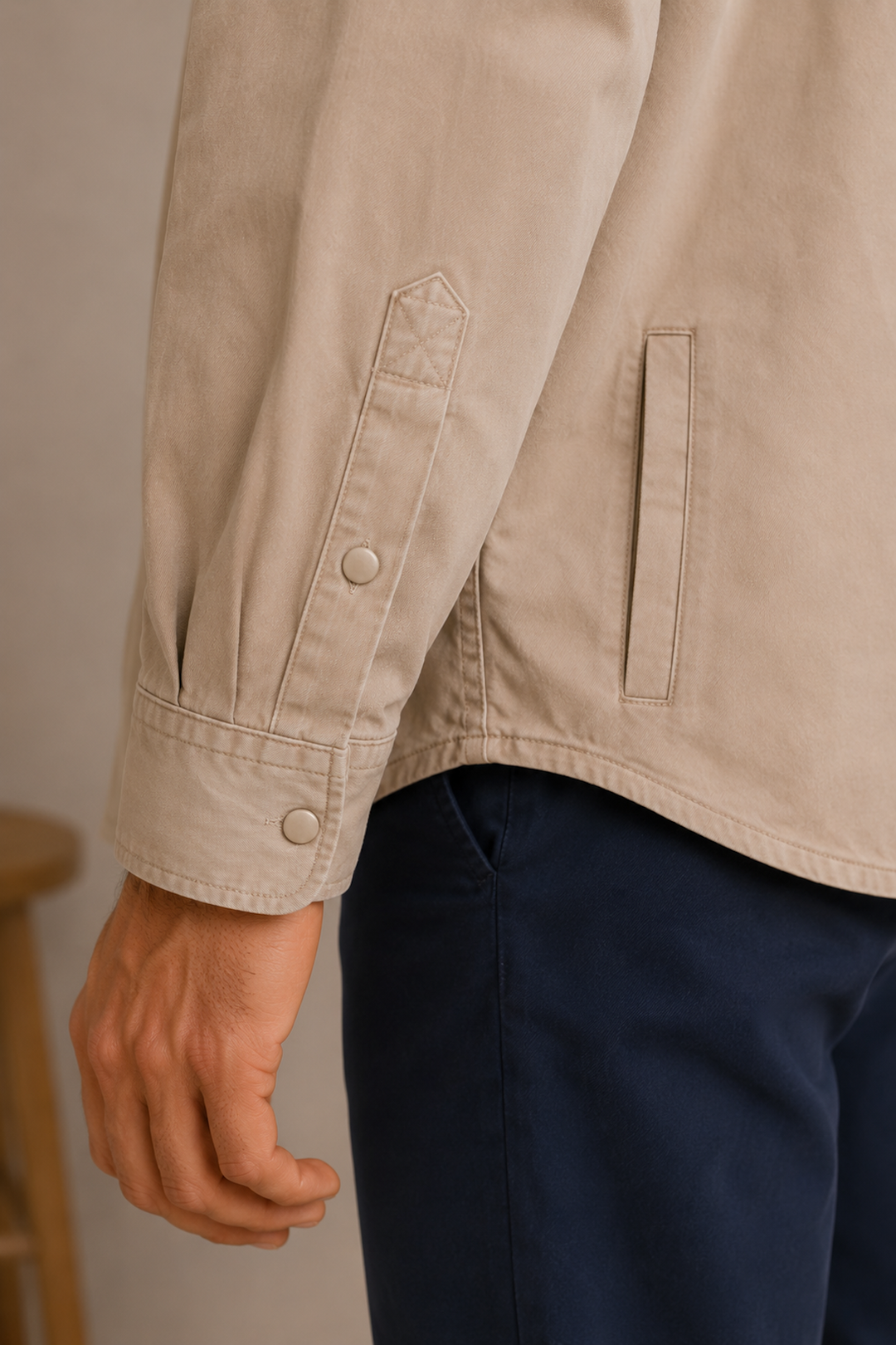 Overshirt utilitaire en coton extensible