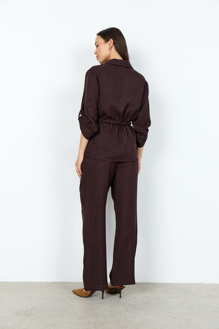 Blouse Charissa fluide ceinturée à manches retroussables