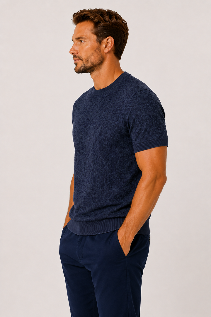 t-shirt texturé lin et coton