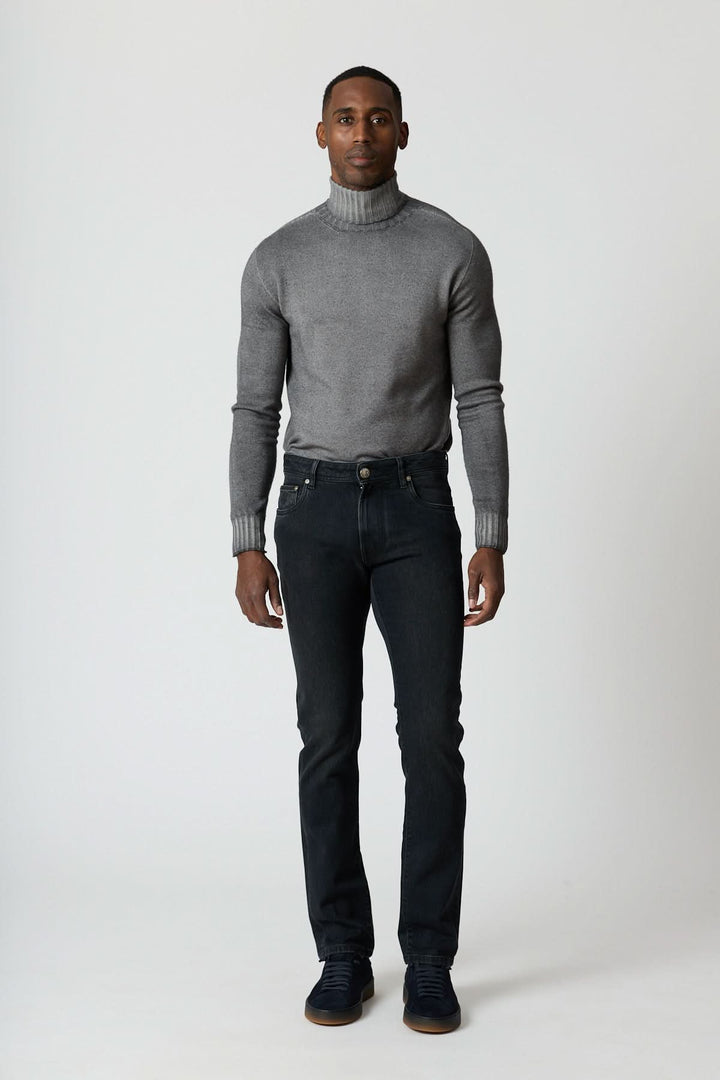 Jean 5 poches en denim stretch gris foncé