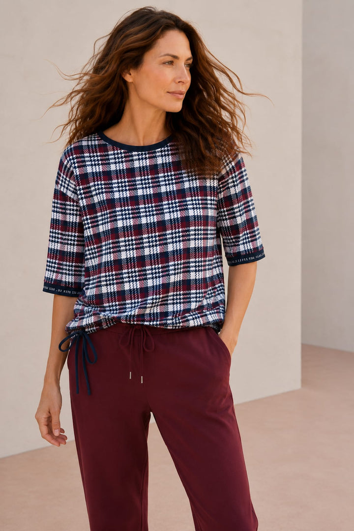 T-shirt à carreaux avec cordon ajustable pour femme kennys