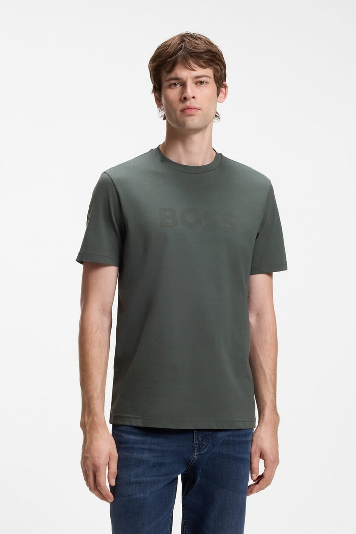 T-shirt à logo ton sur ton vue de face pour homme Hugo Boss