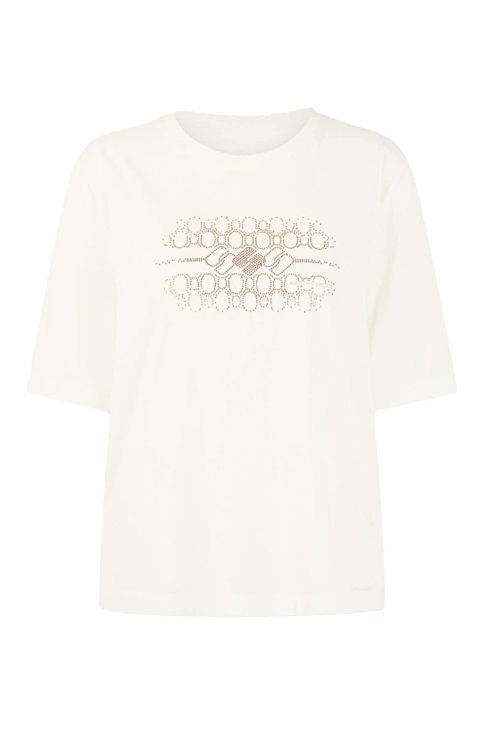 Vue de face T-shirt à motif scintillant Marc Cain pour femme gris avec détails lumineux - Valérie Simon