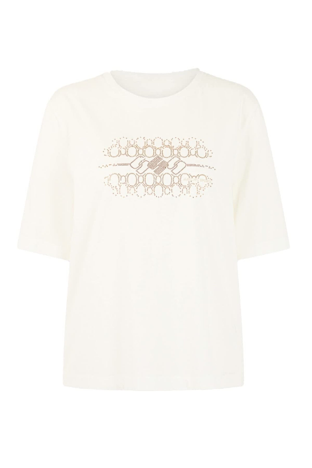 Vue de face T-shirt à motif scintillant Marc Cain pour femme gris avec détails lumineux - Valérie Simon