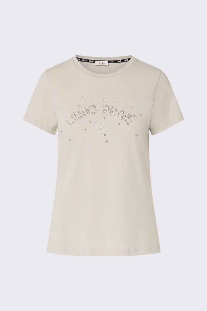 T-shirt à ornements brillants pour femme liujo