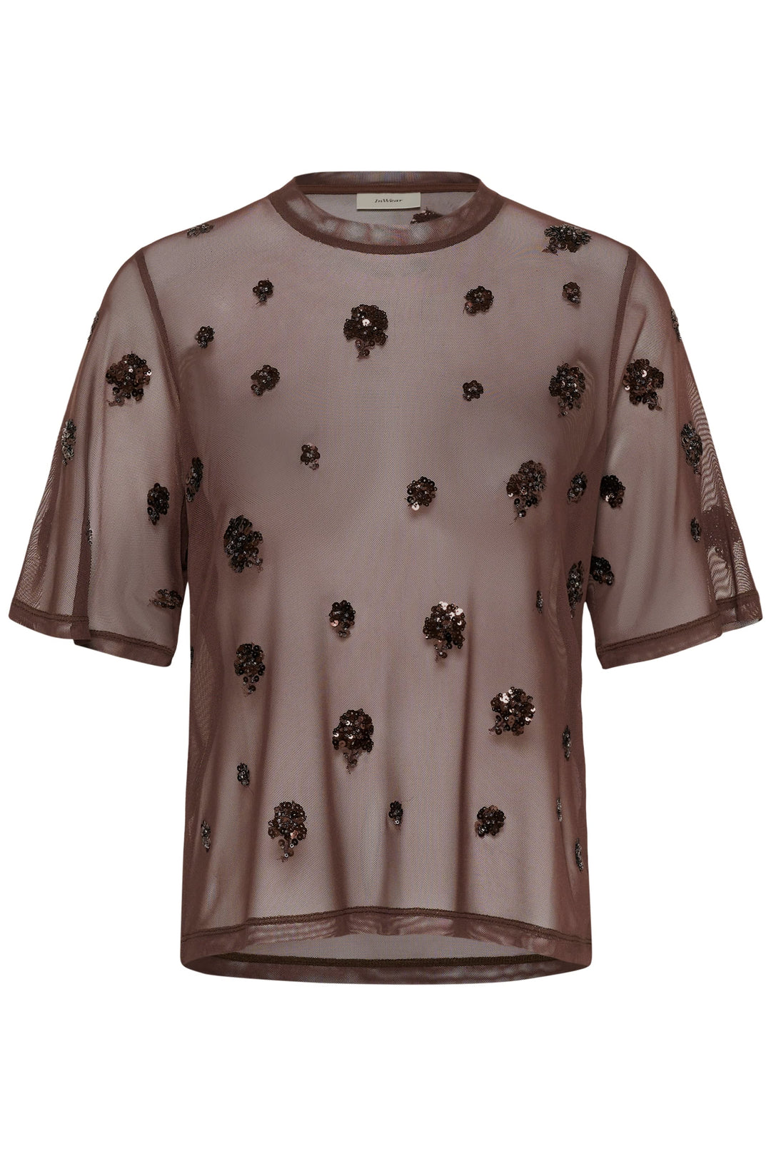 T-shirt Bami en tulle transparent à sequins floraux vue de face pour femme Inwear