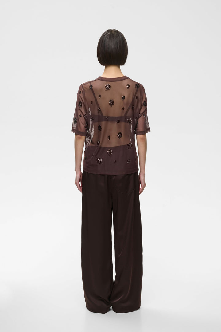 T-shirt Bami en tulle transparent à sequins floraux vue de face pour femme Inwear