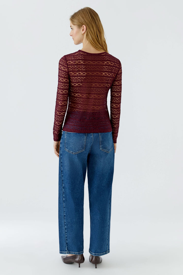 T-shirt en dentelle à manches longues pour femme Oui