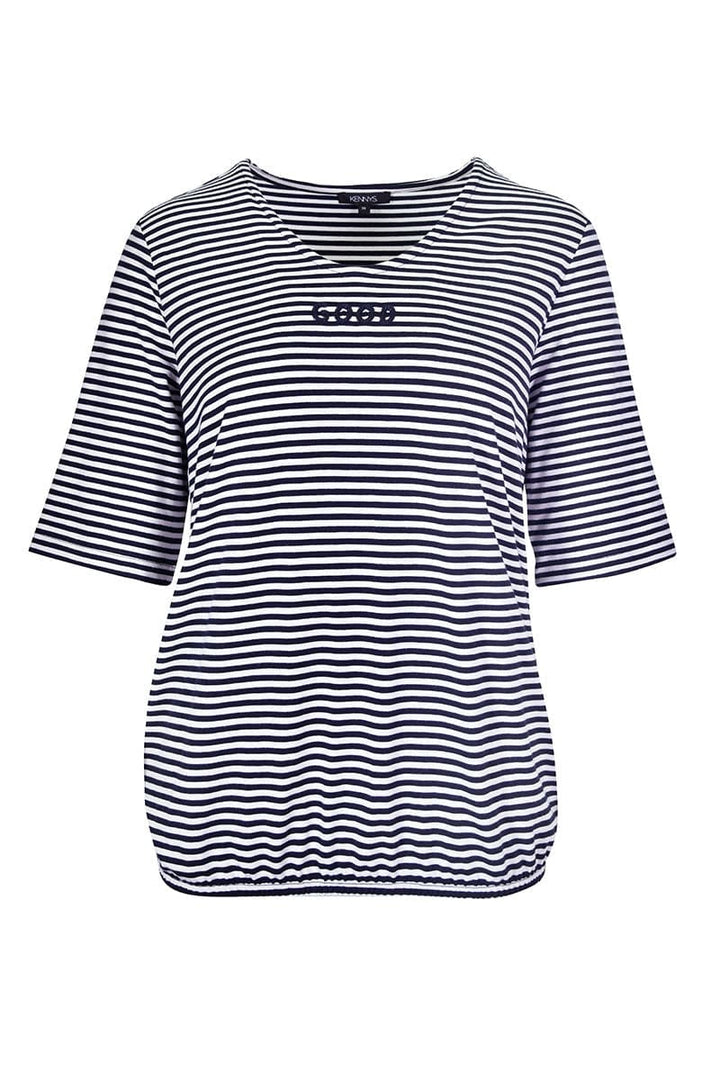 T-shirt rayé à encolure en V pour femme kennys