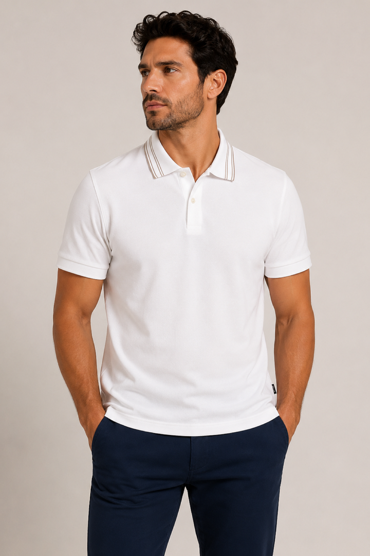 Polo manches courtes col contrastant