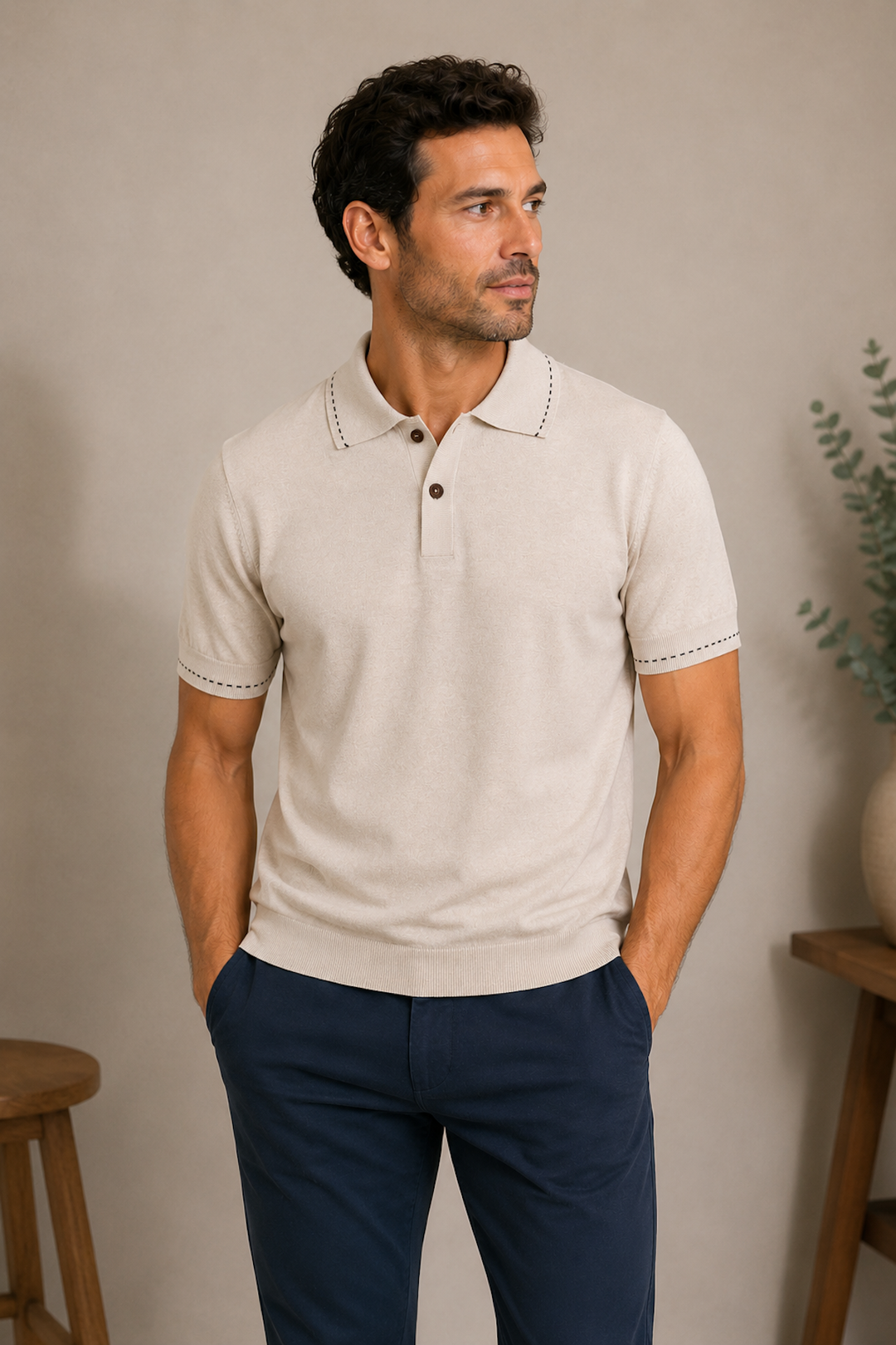 Polo en soie et coton