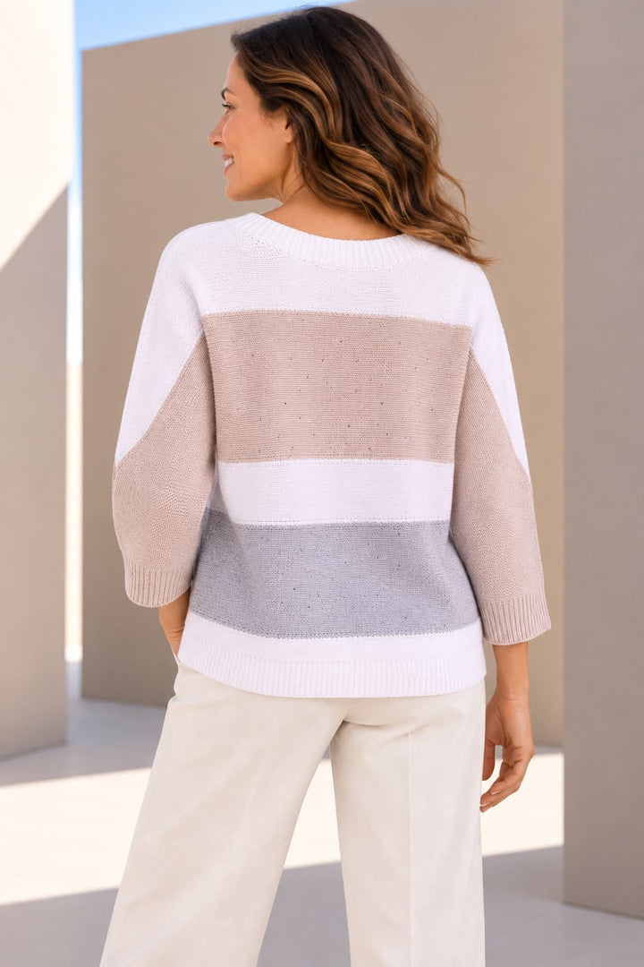 Tricot à blocs contrastants vue de face pour femme kennys